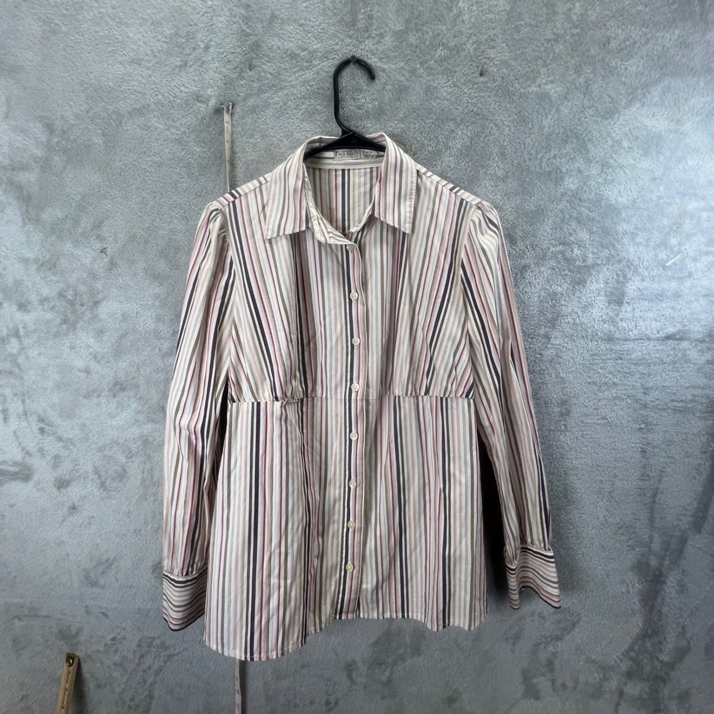 Old Navy Maternity Striped Button Front Shirt Empire‎ Waist Pink Brown Medium